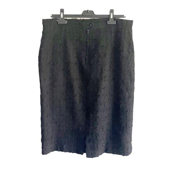 VINTAGE Paula Klein Paris Couture Wool 2-PC Suit Blazer Skirt Black L - Picture 10 of 16